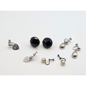 Lot of Four Pair Vintage Sterling Silver Screw Back Earrings Including Forstner